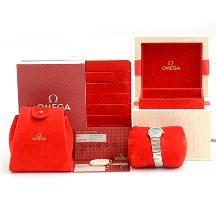 オメガ 腕時計 レディース コンステレーション マイチョイス ダイヤベゼル 12Pダイヤ 電池式 限定品 SS×PG OMEGA 1357.77.00 中古