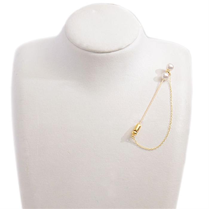 ミキモト ブローチ レディース 2Pパール 6.5mm～6.6mm珠 ゴールドカラー MIKIMOTO K18YG×GP 中古