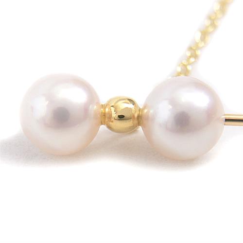 ミキモト ブローチ レディース 2Pパール 6.5mm～6.6mm珠 ゴールドカラー MIKIMOTO K18YG×GP 中古