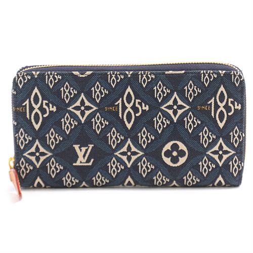 ルイヴィトン 財布 レディース メンズ  ジッピーウォレット ラウンドファスナー長財布 モノグラム ジャガード ブルー系 Louis Vuitton M80212 中古