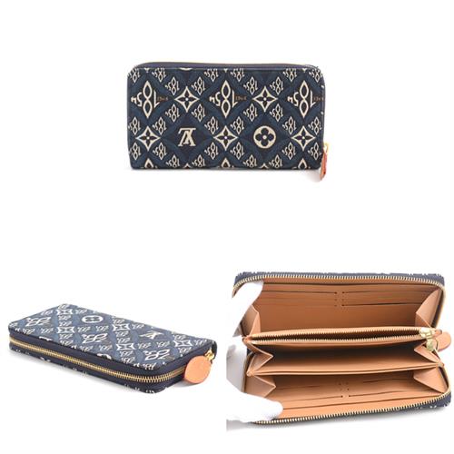 ルイヴィトン 財布 レディース メンズ  ジッピーウォレット ラウンドファスナー長財布 モノグラム ジャガード ブルー系 Louis Vuitton M80212 中古