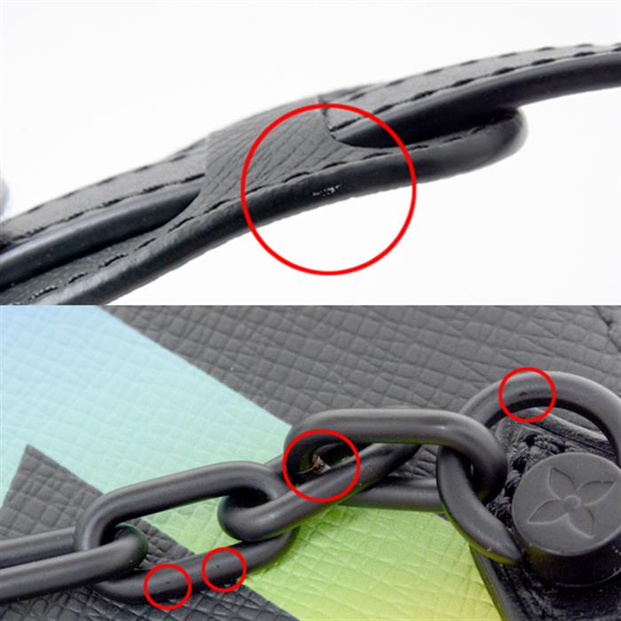 ルイヴィトン バッグ メンズ ダヌーブ メッセンジャー ショルダーバッグ ポーチ タイガ ブラック レインボー Louis Vuitton M30332 中古