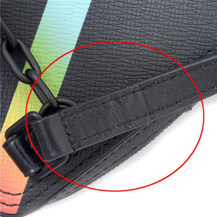 ルイヴィトン バッグ メンズ ダヌーブ メッセンジャー ショルダーバッグ ポーチ タイガ ブラック レインボー Louis Vuitton M30332 中古