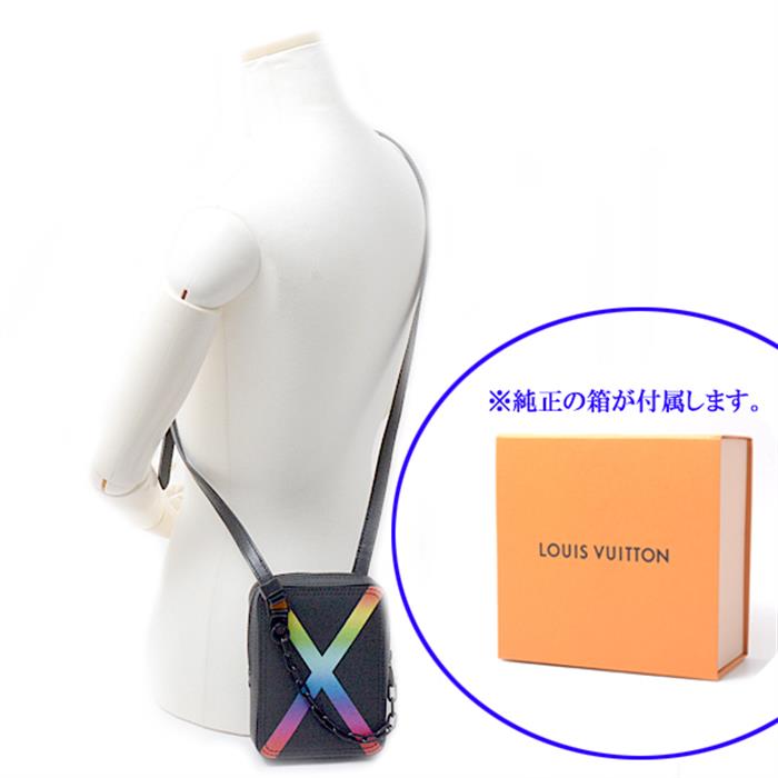 ルイヴィトン バッグ メンズ ダヌーブ メッセンジャー ショルダーバッグ ポーチ タイガ ブラック レインボー Louis Vuitton M30332 中古