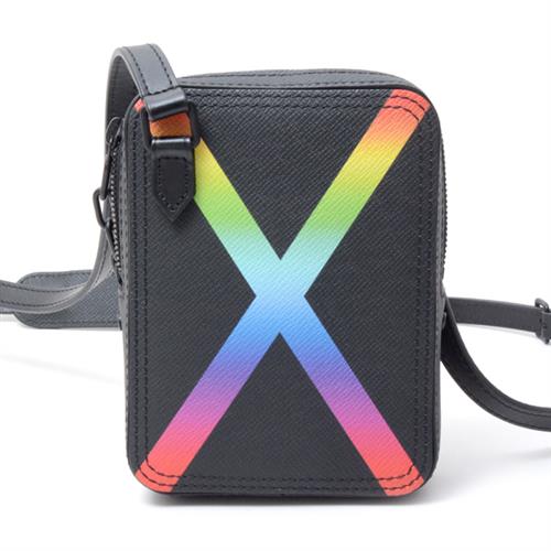 ルイヴィトン バッグ メンズ ダヌーブ メッセンジャー ショルダーバッグ ポーチ タイガ ブラック レインボー Louis Vuitton M30332 中古