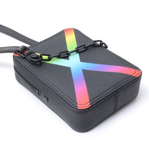 ルイヴィトン バッグ メンズ ダヌーブ メッセンジャー ショルダーバッグ ポーチ タイガ ブラック レインボー Louis Vuitton M30332 中古