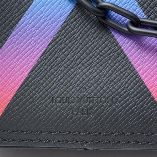 ルイヴィトン バッグ メンズ ダヌーブ メッセンジャー ショルダーバッグ ポーチ タイガ ブラック レインボー Louis Vuitton M30332 中古