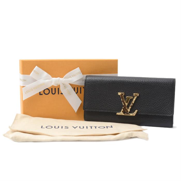 ルイヴィトン 財布 レディース メンズ ポルトフォイユ カプシーヌ 長財布 トリヨンレザー ノワール Louis Vuitton N90129 中古