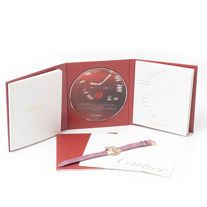 カルティエ 時計 レディース バロンブルー 28mm 11ポイント ダイヤモンド 電池式 シルバー文字盤 ピンクゴールド Cartier WE902050 750PG 中古