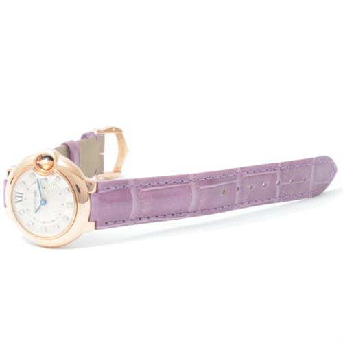 カルティエ 時計 レディース バロンブルー 28mm 11ポイント ダイヤモンド 電池式 シルバー文字盤 ピンクゴールド Cartier WE902050 750PG 中古