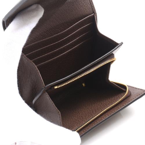 グッチ 財布 レディース 598662 GGスプリーム オフディア コンパクト財布 PVC×レザー GUCCI【中古】