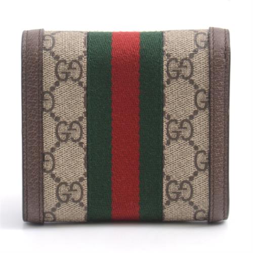 グッチ 財布 レディース 598662 GGスプリーム オフディア コンパクト財布 PVC×レザー GUCCI【中古】