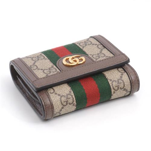 グッチ 財布 レディース 598662 GGスプリーム オフディア コンパクト財布 PVC×レザー GUCCI【中古】