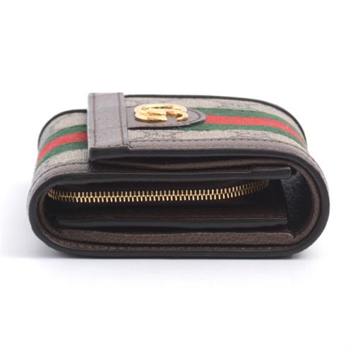 グッチ 財布 レディース 598662 GGスプリーム オフディア コンパクト財布 PVC×レザー GUCCI【中古】