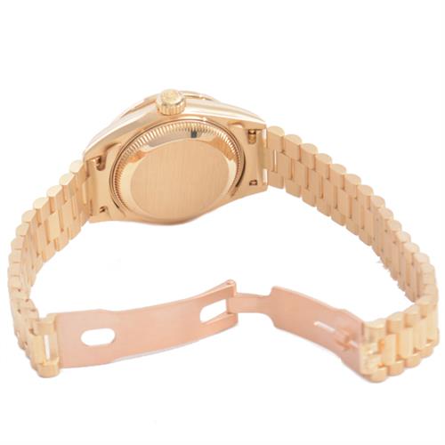 ロレックス 時計 レディース デイトジャスト 10Pダイヤ 4Pエメラルド ダイヤモンド ベゼル ゴールド文字盤 自動巻 イエローゴールド ROLEX 69078G 750YG 中古