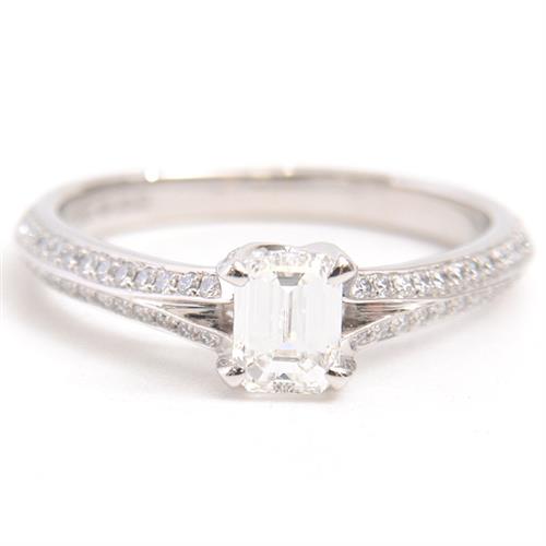グラフ 指輪 レディース レガシー エメラルドカット ダイヤモンド リング 0.51ct 11号 プラチナ GRAFF PT950 中古