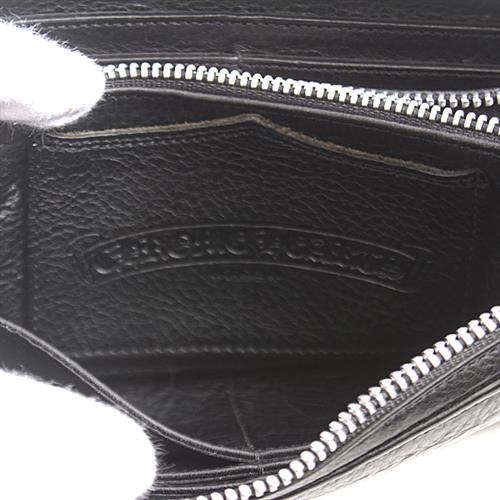 クロムハーツ 財布 メンズ ダガーチャーム ラウンドファスナー長財布 レザー ブラック SV925 シルバー CHROME HEARTS【中古】
