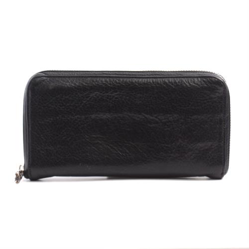 クロムハーツ 財布 メンズ ダガーチャーム ラウンドファスナー長財布 レザー ブラック SV925 シルバー CHROME HEARTS【中古】