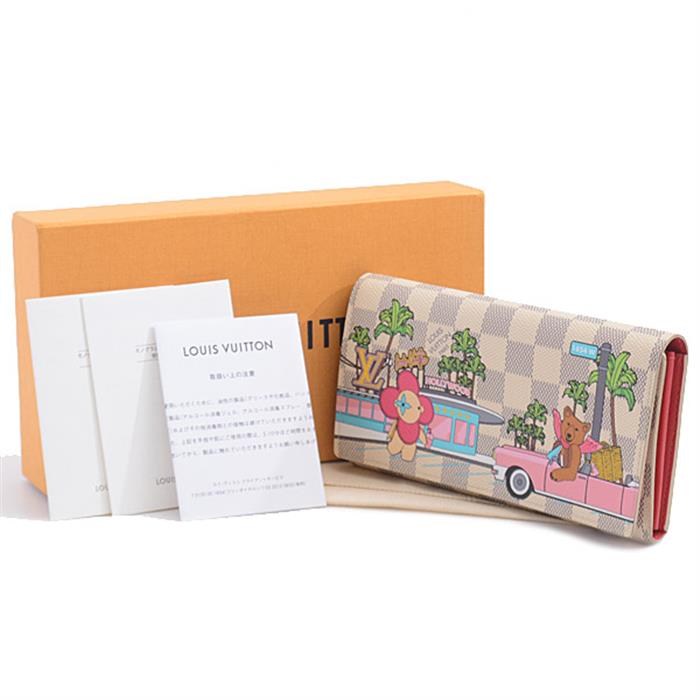 ルイヴィトン 財布 レディース ダミエアズール ポルトフォイユサラ ヴィヴィエンヌ ホリデイ Louis Vuitton N60497 中古