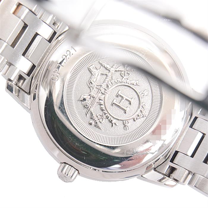 エルメス 腕時計 レディース クリッパー ナクレ クラシック 電池式 ホワイトシェル文字盤 HERMES 中古