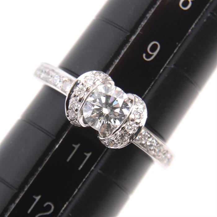 ティファニー 指輪 レディース リボン モチーフ ダイヤモンド リング 0.57ct 10号強 PT950 プラチナ TIFFANY【中古】