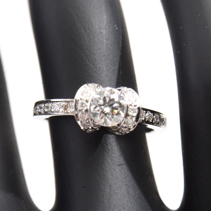 ティファニー 指輪 レディース リボン モチーフ ダイヤモンド リング 0.57ct 10号強 PT950 プラチナ TIFFANY【中古】