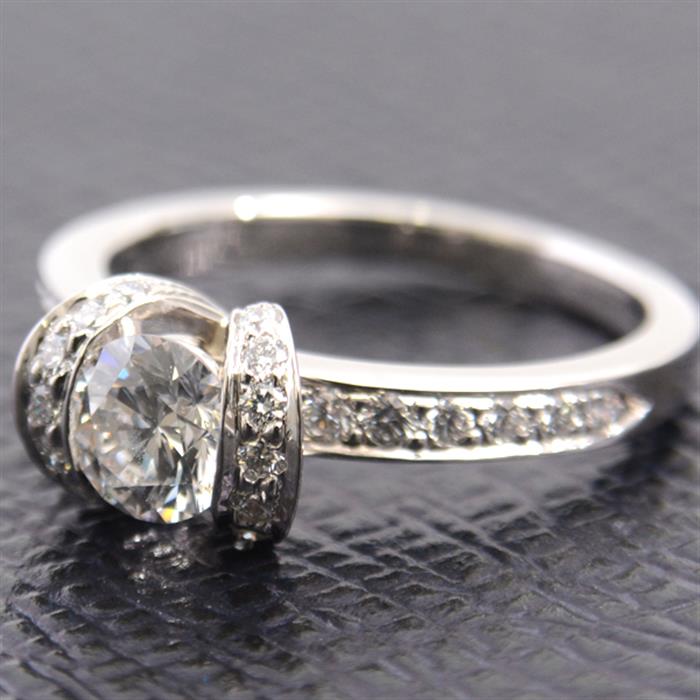 ティファニー 指輪 レディース リボン モチーフ ダイヤモンド リング 0.57ct 10号強 PT950 プラチナ TIFFANY【中古】
