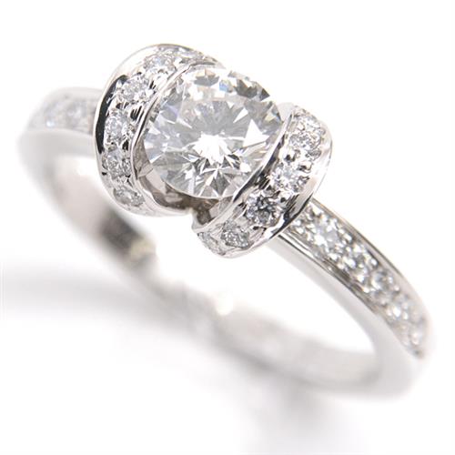 ティファニー 指輪 レディース リボン モチーフ ダイヤモンド リング 0.57ct 10号強 PT950 プラチナ TIFFANY【中古】