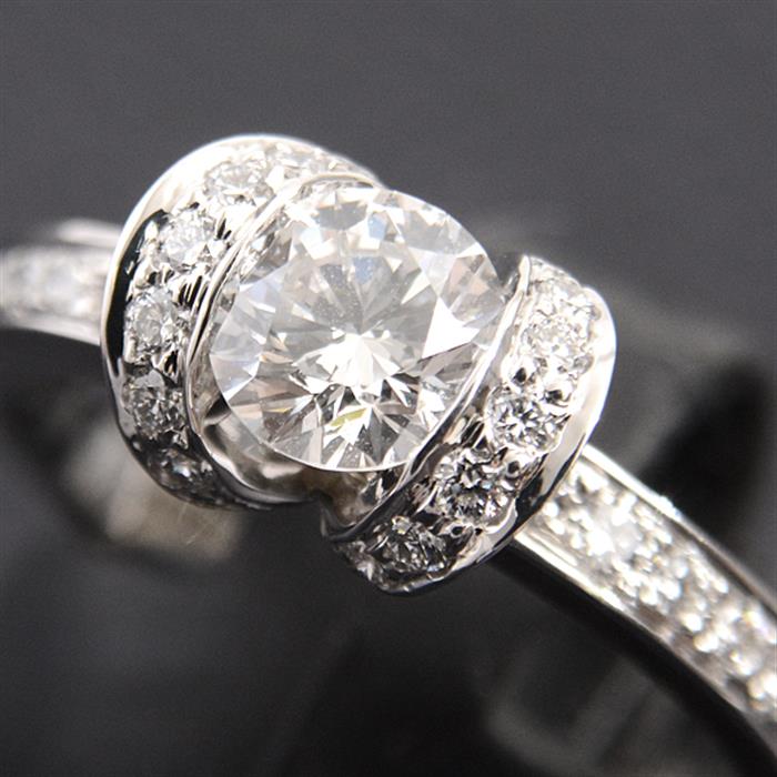 ティファニー 指輪 レディース リボン モチーフ ダイヤモンド リング 0.57ct 10号強 PT950 プラチナ TIFFANY【中古】