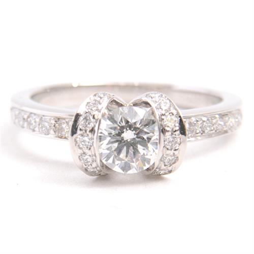 ティファニー 指輪 レディース リボン モチーフ ダイヤモンド リング 0.57ct 10号強 PT950 プラチナ TIFFANY【中古】