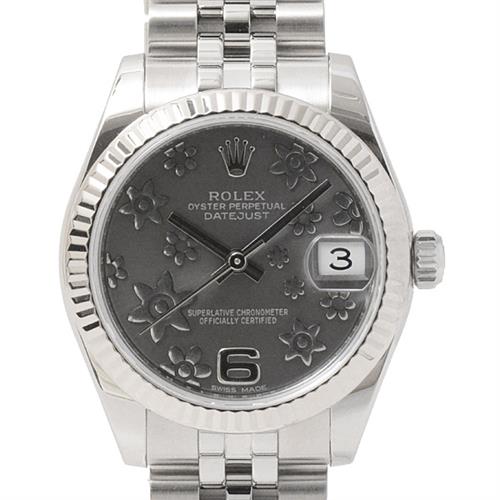 ロレックス 時計 レディース デイトジャスト フラワー グレー文字盤 自動巻 ROLEX 178274 SS×WG 中古