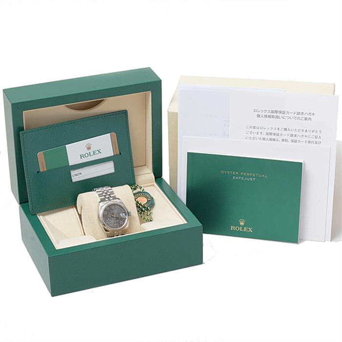 ロレックス 時計 レディース デイトジャスト フラワー グレー文字盤 自動巻 ROLEX 178274 SS×WG 中古