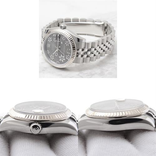 ロレックス 時計 レディース デイトジャスト フラワー グレー文字盤 自動巻 ROLEX 178274 SS×WG 中古