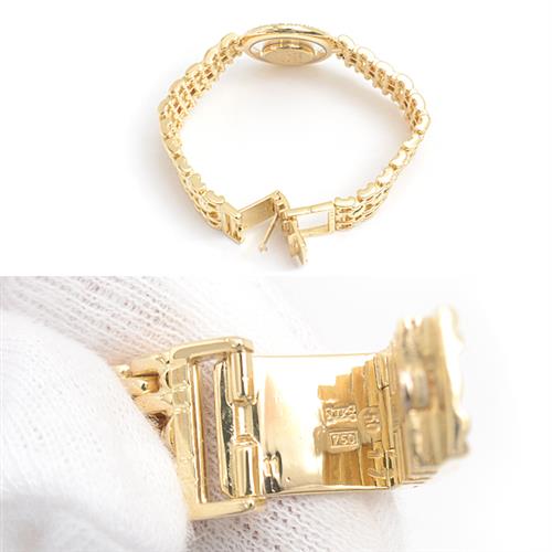 ショパール 時計 レディース ハッピーダイヤ 7Pダイヤ ダイヤベゼル 電池式 ホワイト文字盤 ゴールド Chopard 750YG 中古