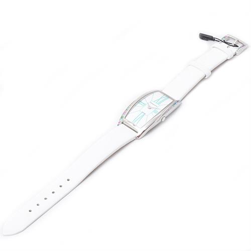 ティファニー 時計 レディース ジェメア カラーストーンベゼル ホワイト文字盤 電池式 サテンベルト TIFFANY GEMEA Z6401.10.10G29A48G 中古