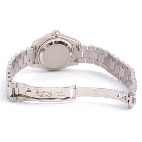 ロレックス 時計 レディース デイトジャスト 10Pダイヤ Z番 自動巻き ブラックシェル文字盤 ホワイトゴールド ROLEX 750WG 179179NG 中古