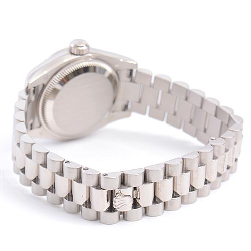 ロレックス 時計 レディース デイトジャスト 10Pダイヤ Z番 自動巻き ブラックシェル文字盤 ホワイトゴールド ROLEX 750WG 179179NG 中古