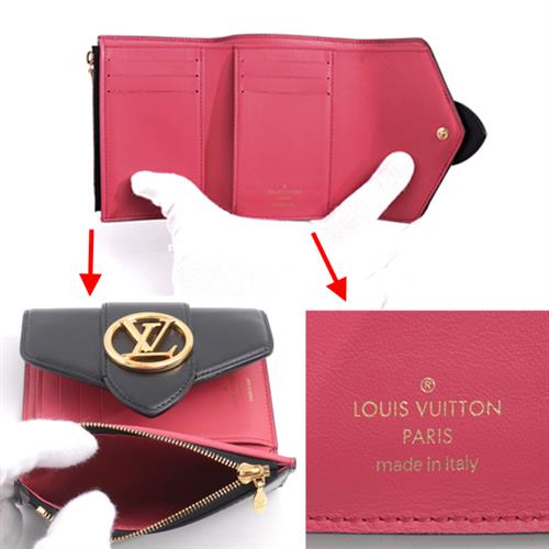 ルイヴィトン 財布 レディース ポルトフォイユLV ポンヌフ コンパクト ノワール M69175 Louis Vuitton 【中古】