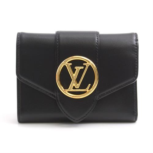ルイヴィトン 財布 レディース ポルトフォイユLV ポンヌフ コンパクト ノワール M69175 Louis Vuitton 【中古】