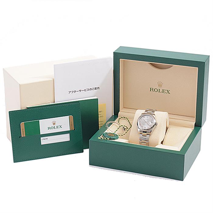 ロレックス 時計 ボーイズ デイトジャスト シルバーローマン スムースベゼル 自動巻 ホワイトゴールド ステンレス ROLEX 178240 SS 中古