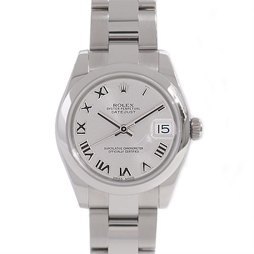 ロレックス 時計 ボーイズ デイトジャスト シルバーローマン スムースベゼル 自動巻 ホワイトゴールド ステンレス ROLEX 178240 SS 中古