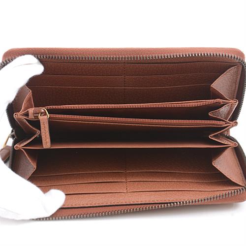 グッチ 財布 メンズ レディース GGキャンバス ラウンドファスナー長財布 NYヤンキース パッチ 刺繍 ブラウン ベージュ 547791 グッチ 中古