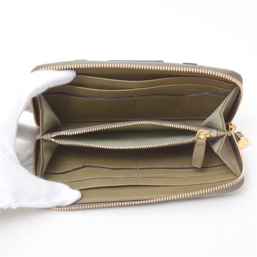 ブルガリ 財布 メンズ B-ZERO1 ビーゼロワン ラウンドファスナー長財布 キャンバス カーフ カーキ グリーン オリーブ BVLGARI【中古】