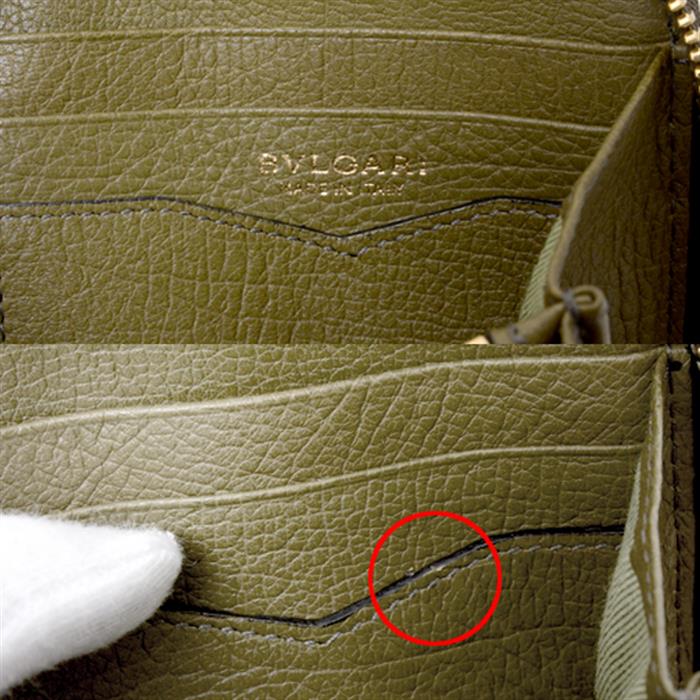 ブルガリ 財布 メンズ B-ZERO1 ビーゼロワン ラウンドファスナー長財布 キャンバス カーフ カーキ グリーン オリーブ BVLGARI【中古】