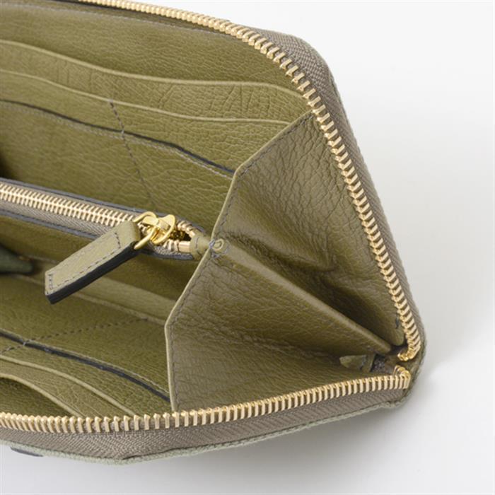 ブルガリ 財布 メンズ B-ZERO1 ビーゼロワン ラウンドファスナー長財布 キャンバス カーフ カーキ グリーン オリーブ BVLGARI【中古】