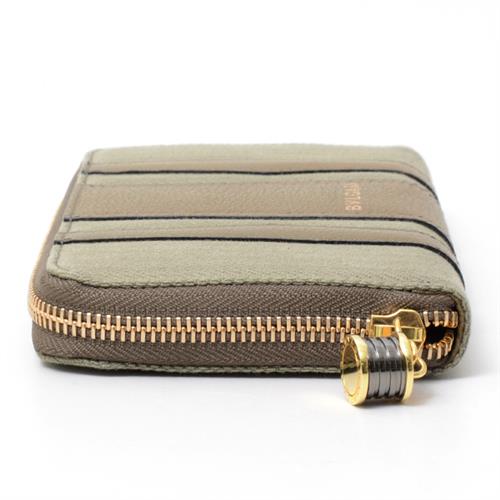 ブルガリ 財布 メンズ B-ZERO1 ビーゼロワン ラウンドファスナー長財布 キャンバス カーフ カーキ グリーン オリーブ BVLGARI【中古】