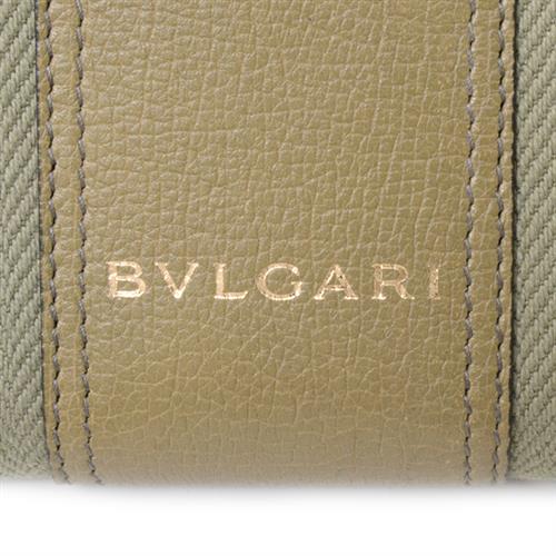 ブルガリ 財布 メンズ B-ZERO1 ビーゼロワン ラウンドファスナー長財布 キャンバス カーフ カーキ グリーン オリーブ BVLGARI【中古】