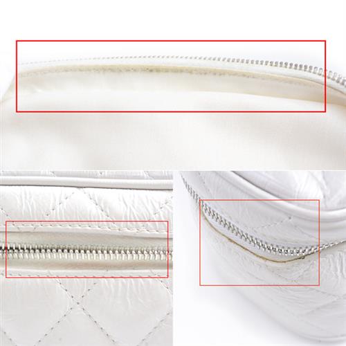 シャネル バッグ レディース クリア チェーンショルダーバッグ マトラッセ レザー ビニール ホワイト CHANEL【中古】