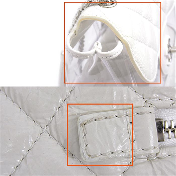 シャネル バッグ レディース クリア チェーンショルダーバッグ マトラッセ レザー ビニール ホワイト CHANEL【中古】