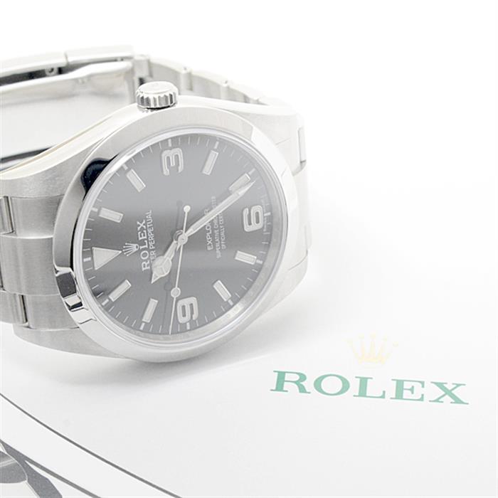 ロレックス 時計 メンズ エクスプローラー1 自動巻 ブラック文字盤 ステンレス ROLEX EXPLORER1 214270 SS 中古